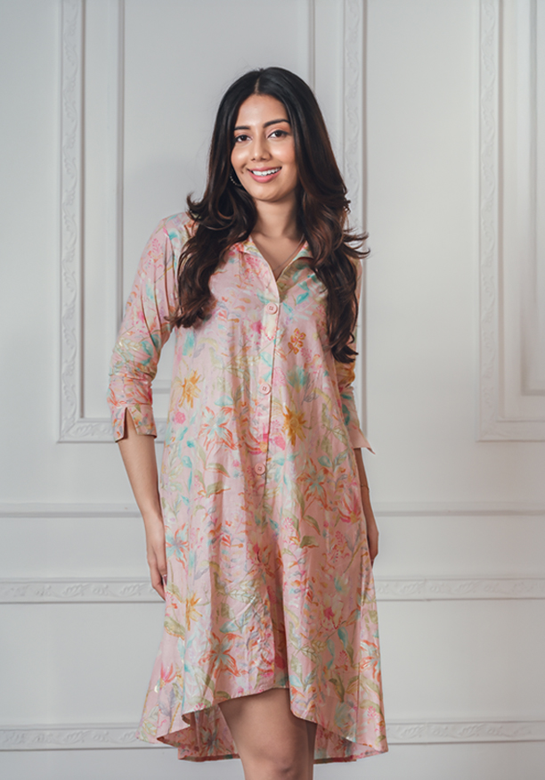 FLORTY PINK MIX KURTA